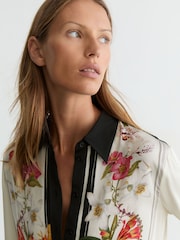 Reiss Ivory/Black Selina Reiss | NYBG Scarf-Print Shirt - Image 1 of 7