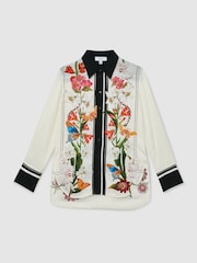 Reiss Ivory/Black Selina Reiss | NYBG Scarf-Print Shirt - Image 2 of 7