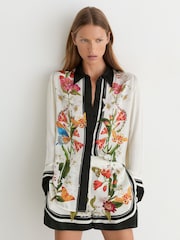 Reiss Ivory/Black Selina Reiss | NYBG Scarf-Print Shirt - Image 3 of 7