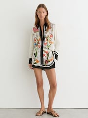 Reiss Ivory/Black Selina Reiss | NYBG Scarf-Print Shirt - Image 4 of 7