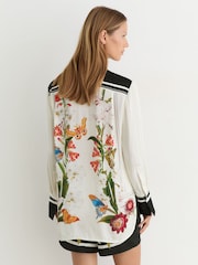 Reiss Ivory/Black Selina Reiss | NYBG Scarf-Print Shirt - Image 5 of 7