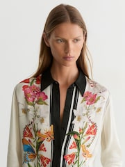 Reiss Ivory/Black Selina Reiss | NYBG Scarf-Print Shirt - Image 6 of 7