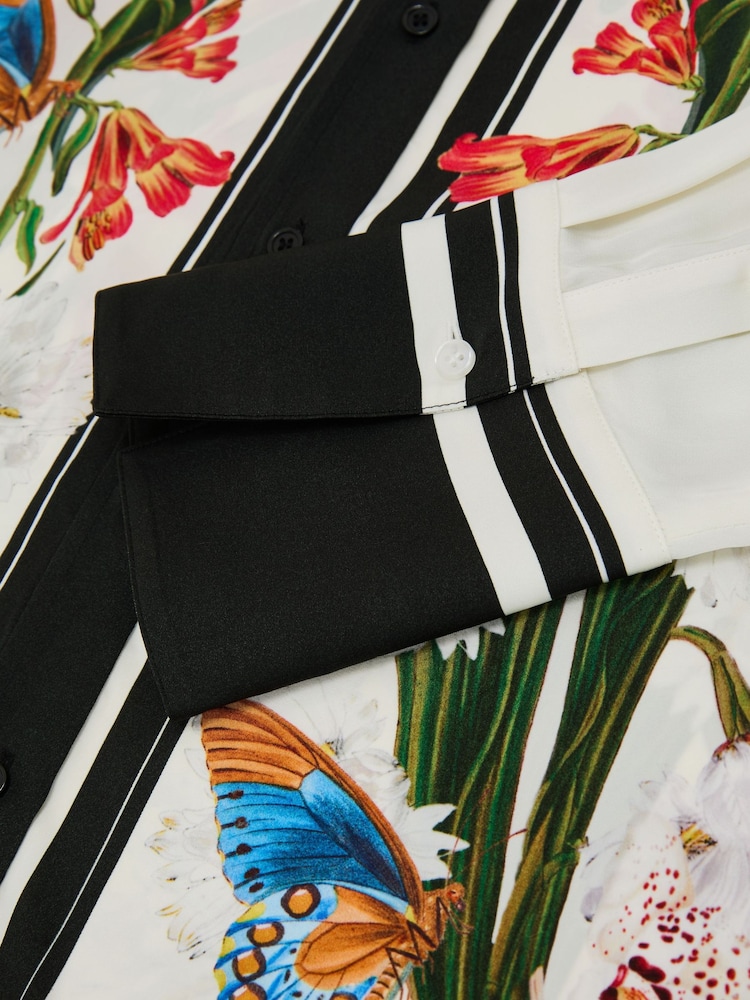 Reiss Ivory/Black Selina Reiss | NYBG Scarf-Print Shirt - Image 7 of 7