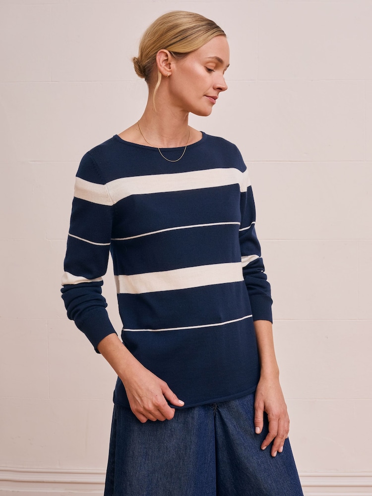 Celtic & Co. Fine Knit Boat Neck Blue Jumper - Imaginea 1 din 7