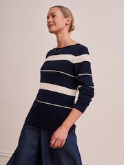 Celtic & Co. Fine Knit Boat Neck Blue Jumper - Imaginea 2 din 7