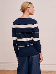 Celtic & Co. Fine Knit Boat Neck Blue Jumper - Imaginea 3 din 7