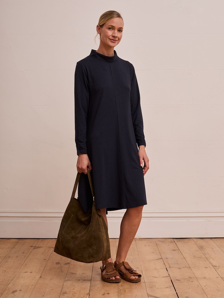 Celtic & Co. Roll Neck Jersey Blue Dress - Image 1 of 6