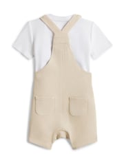 Tommy Hilfiger Brown Essential Dungaree Shorts And T-Shirt Gift Box - Image 2 of 3