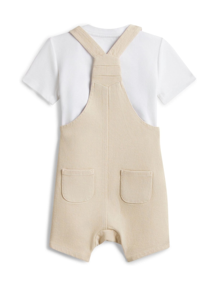 Tommy Hilfiger Brown Essential Dungaree Shorts And T-Shirt Gift Box - Image 2 of 3