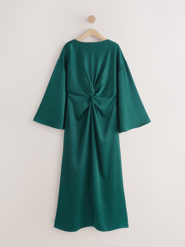 Buy Dark Green Twist Front Long Sleeve Satin Maxi Dress from the Next UK  online shop