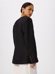 Whistles Black Petite Collarless Linen Blazer - Image 2 of 5