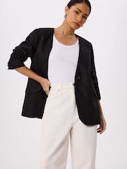Whistles Black Petite Collarless Linen Blazer - Image 3 of 5