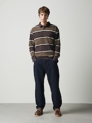 Dark Brown Horizontal Stripe Rugby Shirt - Image 1 of 4
