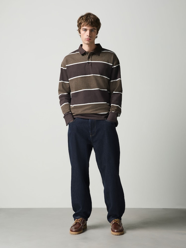 Dark Brown Horizontal Stripe Rugby Shirt - Image 1 of 4