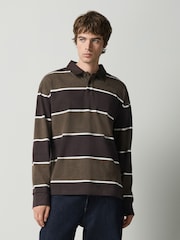 Dark Brown Horizontal Stripe Rugby Shirt - Image 2 of 4