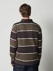 Dark Brown Horizontal Stripe Rugby Shirt - Image 3 of 4