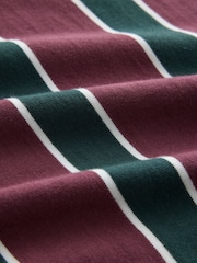 Burgundy/Green Vertical Stripe Cotton Rugby Shirt - Image 8 of 8