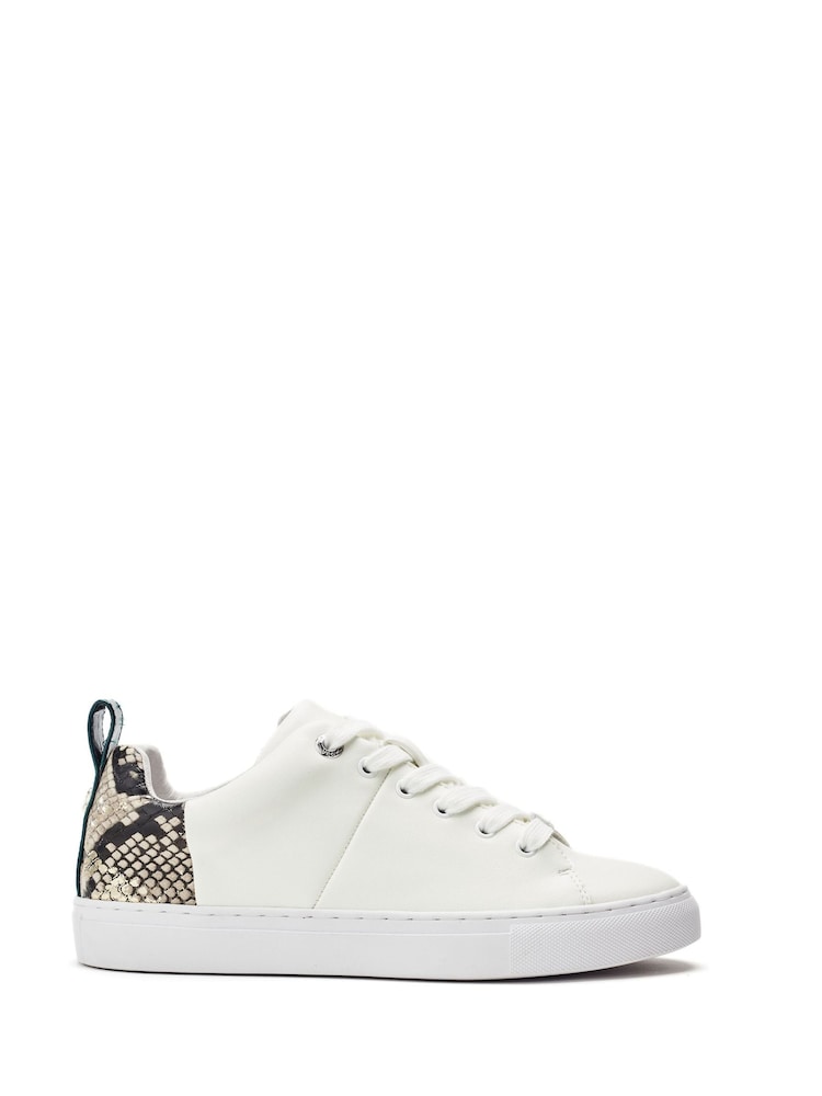 Moda in Pelle White Beccles Contrast Counter Lace-Up Trainers - Image 1 of 4