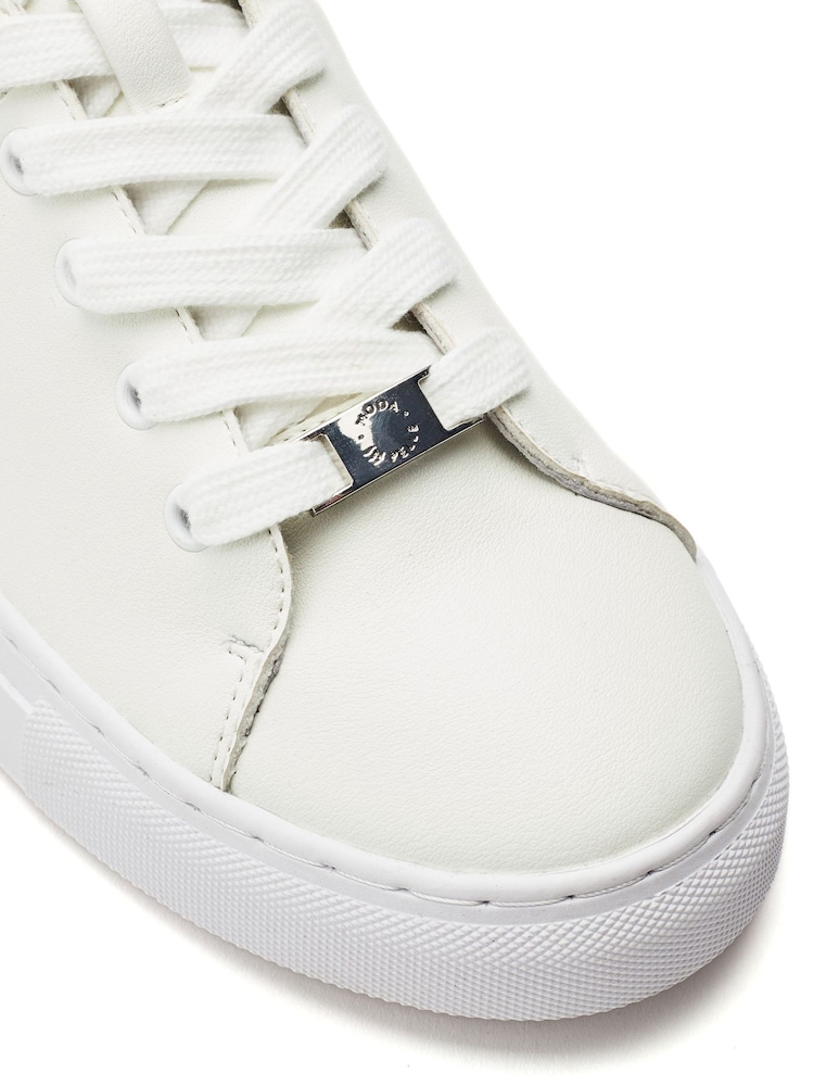 Moda in Pelle White Beccles Contrast Counter Lace-Up Trainers - Image 4 of 4
