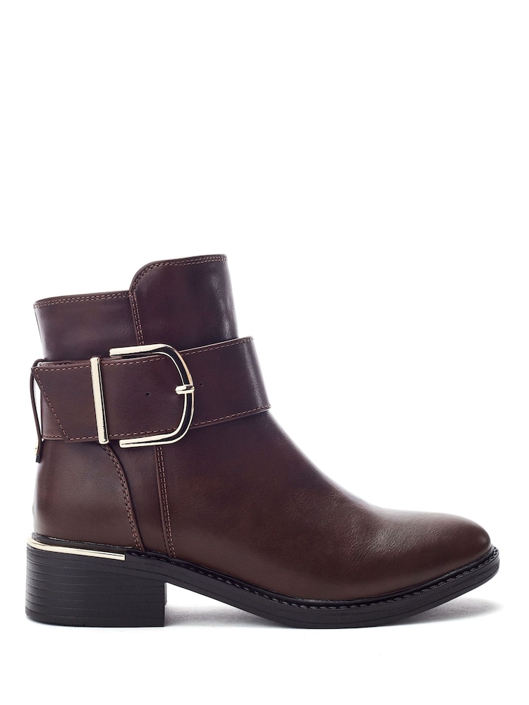 Moda in Pelle Brown Palomia Large Buckle Ankle Boots - Image 1 of 4