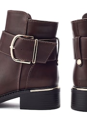 Moda in Pelle Brown Palomia Large Buckle Ankle Boots - Image 4 of 4