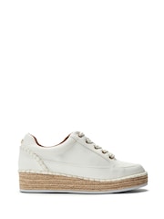 לבן - Moda in Pelle Corie Espadrile Wedge Lace Up Trainers - תמונה 1 מתוך 4