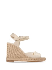 Tommy Hilfiger Cream Satin Monogram Wedge Espadrilles - Image 1 of 6