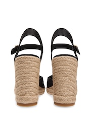 Tommy Hilfiger Black Satin Monogram Wedge Espadrilles - Image 4 of 6