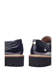 Moda in Pelle Black Evranna Lace Up Shoes With Brouging Detail - Image 4 of 4