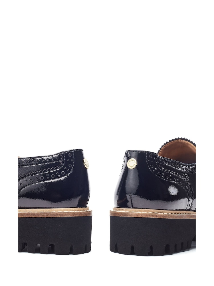 Moda in Pelle Black Evranna Lace Up Shoes With Brouging Detail - Image 4 of 4