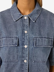 NOISY MAY Blue Short Sleeve Crop Shirt - Image 4 of 7