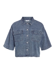 NOISY MAY Blue Short Sleeve Crop Shirt - Image 6 of 7