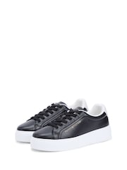 שחור - Tommy Hilfiger Logo Leather Platform Cupsole Trainers - תמונה 3 מתוך 5