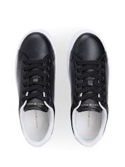 שחור - Tommy Hilfiger Logo Leather Platform Cupsole Trainers - תמונה 5 מתוך 5