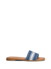 Tommy Hilfiger Blue Canvas Denim Webbing Strap Mules - Image 1 of 6
