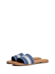 Tommy Hilfiger Blue Canvas Denim Webbing Strap Mules - Image 3 of 6