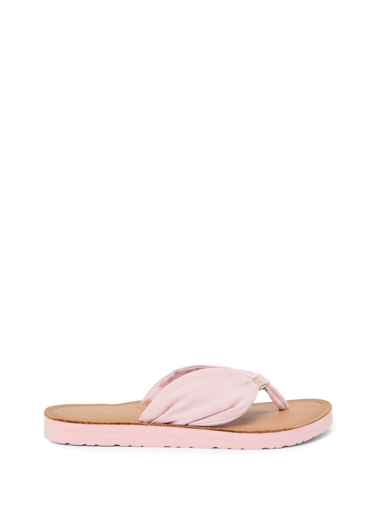 Tommy Hilfiger Pink Monogram Plaque Hemp Flip Flops - Image 1 of 6