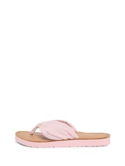 Tommy Hilfiger Pink Monogram Plaque Hemp Flip Flops - Image 2 of 6