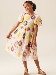 Angel & Rocket White Verity Flower Sequin Dress - Image 1 of 7