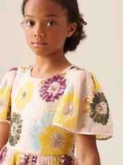 Angel & Rocket White Verity Flower Sequin Dress - Image 3 of 7