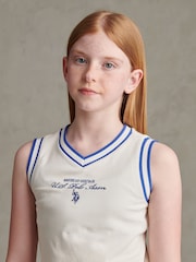 U.S. Polo Assn Cream Script V-Neck Sleeveless Dress - Image 2 of 7