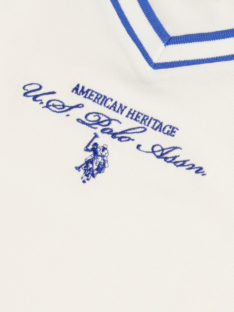 U.S. Polo Assn Cream Script V-Neck Sleeveless Dress - Image 7 of 7