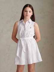 U.S. Polo Assn Purple Check Sleeveless Shirt Dress - Image 1 of 7