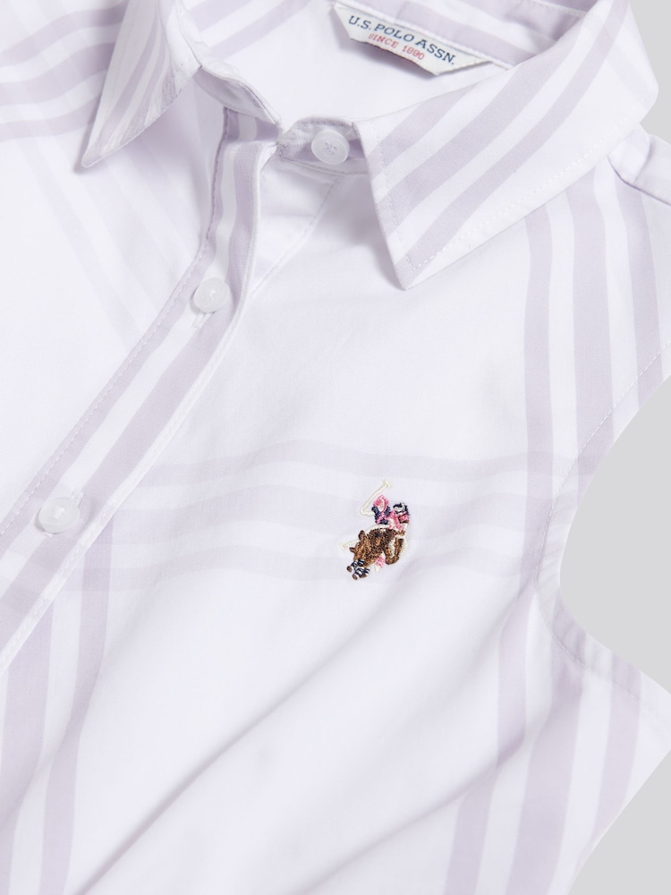 U.S. Polo Assn Purple Check Sleeveless Shirt Dress - Image 7 of 7