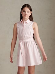 U.S. Polo Assn Pink Striped Sleeveless Shirt Dress - Image 1 of 7