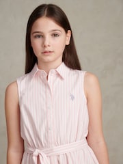 U.S. Polo Assn Pink Striped Sleeveless Shirt Dress - Image 2 of 7