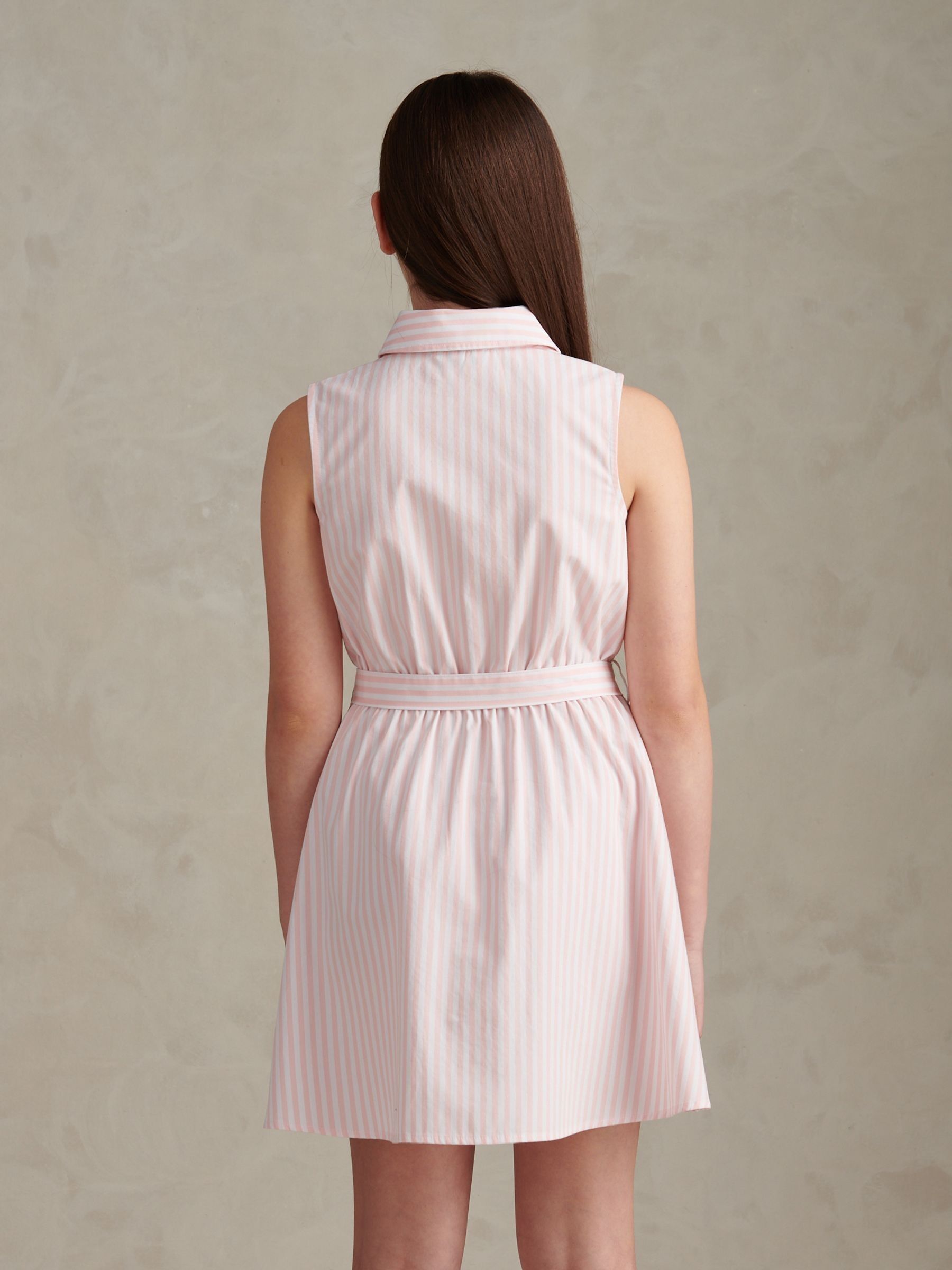 pink sleeveless shirt dress Afternoon Match Pink Linen Blend Sleeveless Mini Dress