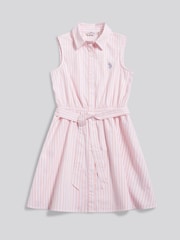 U.S. Polo Assn Pink Striped Sleeveless Shirt Dress - Image 5 of 7