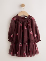 Бургундия қызылы - Cherry Sequin Mesh Occasion Dress (3mths-8yrs) - 6суретінің 5 суреті