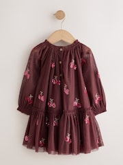 Бургундия қызылы - Cherry Sequin Mesh Occasion Dress (3mths-8yrs) - 6суретінің 6 суреті